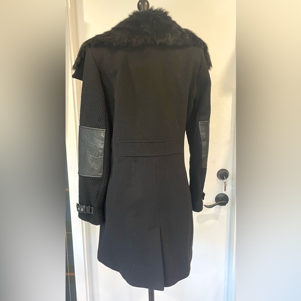 Andrew Marc Wool&Cashmere coat, leather trim, real fur collar, sz2, $695, NWOT - Picture 7 of 16
